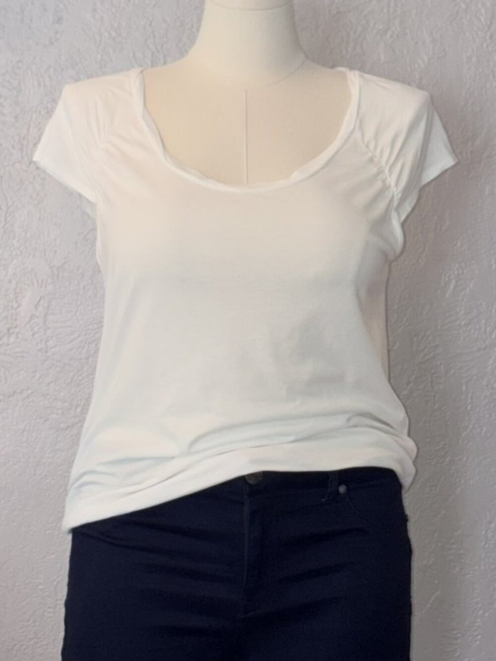 LOFT White Cap Sleeve Tee Modal Cotton Tee Shirt Top Size Large
